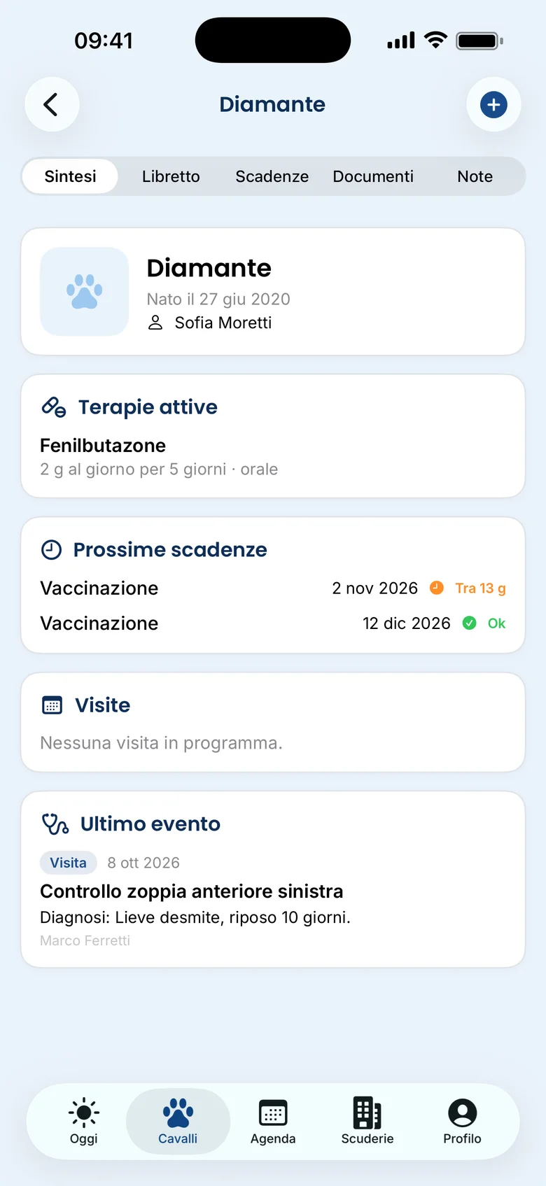 Tstabley Vet: scheda clinica del cavallo